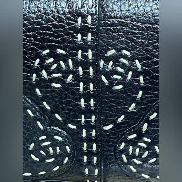 Brighton Black Leather Swirl Stitch Crossbody Bag Vintage - Picture 4 of 17